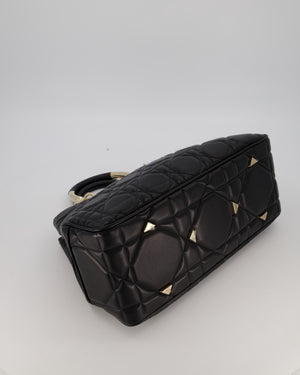 Christian Dior Black Large Lady 95.22 Bag in Cannage Lambskin Leather with Champagne Hardware