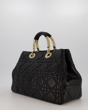 Christian Dior Black Large Lady 95.22 Bag in Cannage Lambskin Leather with Champagne Hardware