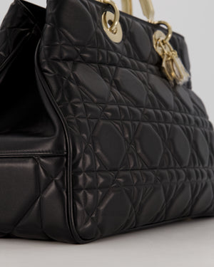 Christian Dior Black Large Lady 95.22 Bag in Cannage Lambskin Leather with Champagne Hardware