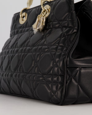 Christian Dior Black Large Lady 95.22 Bag in Cannage Lambskin Leather with Champagne Hardware