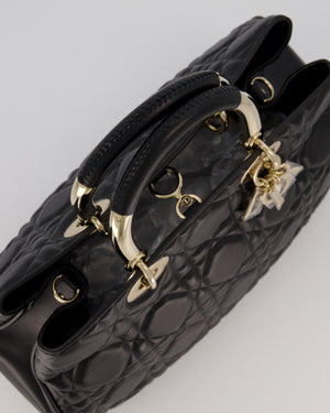 Christian Dior Black Large Lady 95.22 Bag in Cannage Lambskin Leather with Champagne Hardware