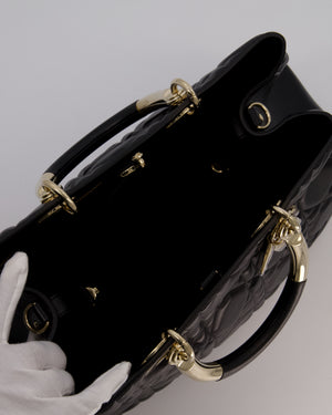 Christian Dior Black Large Lady 95.22 Bag in Cannage Lambskin Leather with Champagne Hardware
