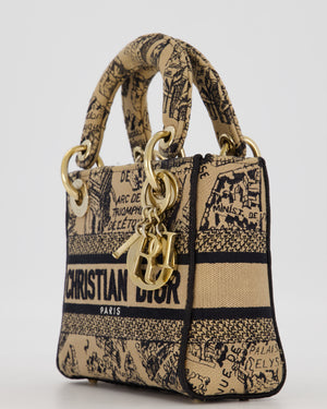 Christian Dior Beige and Black Plan de Paris Print Mini Lady D-Lite Bag in Canvas With Gold Hardware