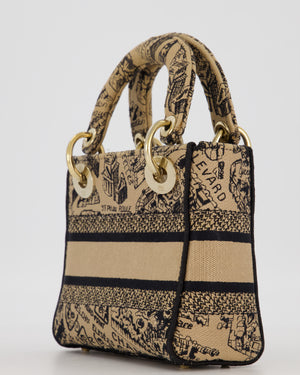 Christian Dior Beige and Black Plan de Paris Print Mini Lady D-Lite Bag in Canvas With Gold Hardware