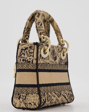 Christian Dior Beige and Black Plan de Paris Print Mini Lady D-Lite Bag in Canvas With Gold Hardware