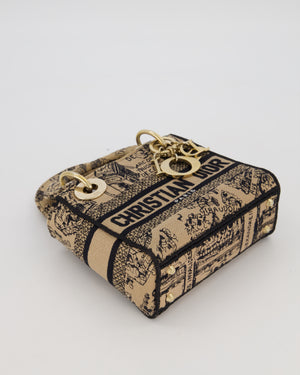 Christian Dior Beige and Black Plan de Paris Print Mini Lady D-Lite Bag in Canvas With Gold Hardware