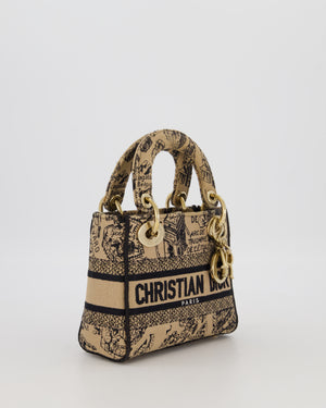 Christian Dior Beige and Black Plan de Paris Print Mini Lady D-Lite Bag in Canvas With Gold Hardware
