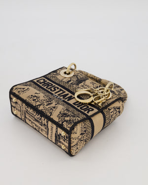 Christian Dior Beige and Black Plan de Paris Print Mini Lady D-Lite Bag in Canvas With Gold Hardware