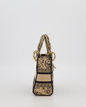 Christian Dior Beige and Black Plan de Paris Print Mini Lady D-Lite Bag in Canvas With Gold Hardware