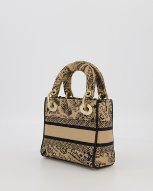 Christian Dior Beige and Black Plan de Paris Print Mini Lady D-Lite Bag in Canvas With Gold Hardware