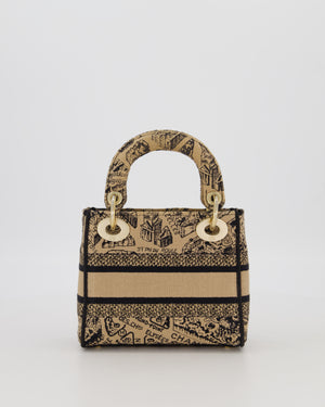Christian Dior Beige and Black Plan de Paris Print Mini Lady D-Lite Bag in Canvas With Gold Hardware