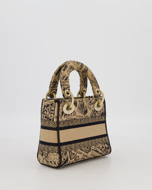 Christian Dior Beige and Black Plan de Paris Print Mini Lady D-Lite Bag in Canvas With Gold Hardware