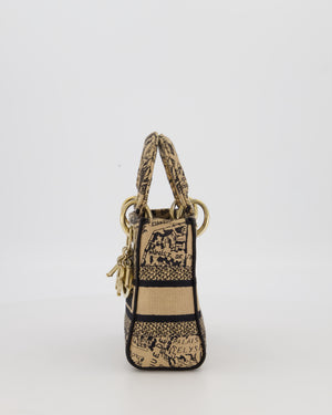 Christian Dior Beige and Black Plan de Paris Print Mini Lady D-Lite Bag in Canvas With Gold Hardware