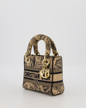 Christian Dior Beige and Black Plan de Paris Print Mini Lady D-Lite Bag in Canvas With Gold Hardware