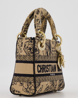 Christian Dior Beige and Black Plan de Paris Print Mini Lady D-Lite Bag in Canvas With Gold Hardware