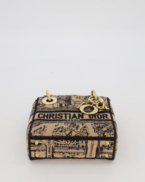Christian Dior Beige and Black Plan de Paris Print Mini Lady D-Lite Bag in Canvas With Gold Hardware