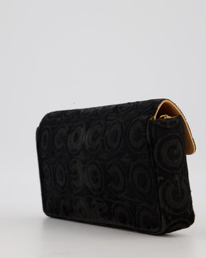 Chanel East West Flap Bag in Black Pony Hair with Coco Prints and Gold Hardware