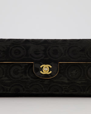 Chanel East West Flap Bag in Black Pony Hair with Coco Prints and Gold Hardware