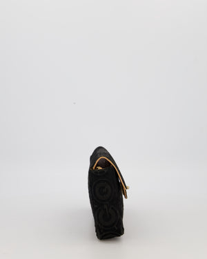 Chanel East West Flap Bag in Black Pony Hair with Coco Prints and Gold Hardware