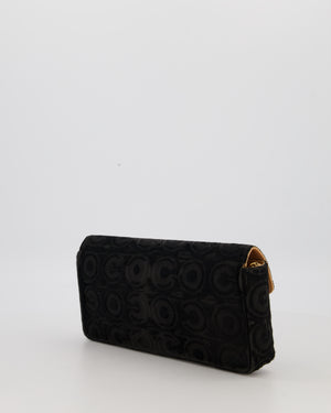 Chanel East West Flap Bag in Black Pony Hair with Coco Prints and Gold Hardware