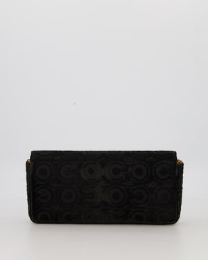 Chanel East West Flap Bag in Black Pony Hair with Coco Prints and Gold Hardware