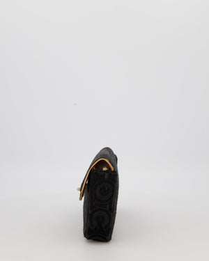 Chanel East West Flap Bag in Black Pony Hair with Coco Prints and Gold Hardware