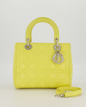 Christian Dior Medium Lady Dior Bag in Lime Lambskin Leather With Silver Hardware