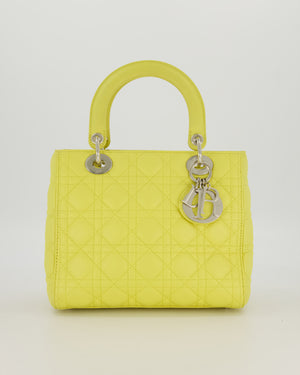 Christian Dior Medium Lady Dior Bag in Lime Lambskin Leather With Silver Hardware