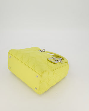 Christian Dior Medium Lady Dior Bag in Lime Lambskin Leather With Silver Hardware