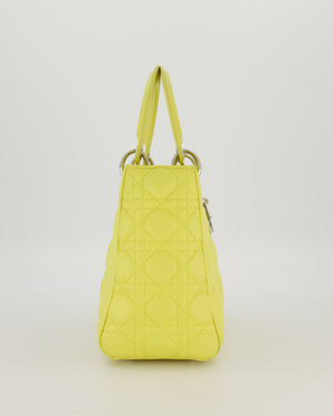Christian Dior Medium Lady Dior Bag in Lime Lambskin Leather With Silver Hardware