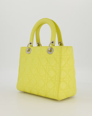 Christian Dior Medium Lady Dior Bag in Lime Lambskin Leather With Silver Hardware