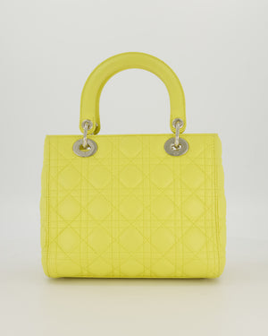Christian Dior Medium Lady Dior Bag in Lime Lambskin Leather With Silver Hardware
