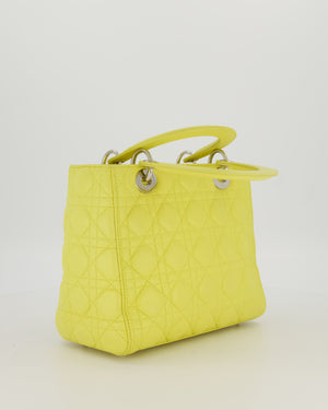 Christian Dior Medium Lady Dior Bag in Lime Lambskin Leather With Silver Hardware