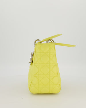 Christian Dior Medium Lady Dior Bag in Lime Lambskin Leather With Silver Hardware