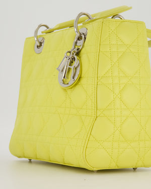 Christian Dior Medium Lady Dior Bag in Lime Lambskin Leather With Silver Hardware