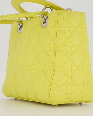 Christian Dior Medium Lady Dior Bag in Lime Lambskin Leather With Silver Hardware