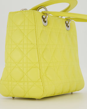 Christian Dior Medium Lady Dior Bag in Lime Lambskin Leather With Silver Hardware