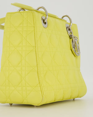 Christian Dior Medium Lady Dior Bag in Lime Lambskin Leather With Silver Hardware