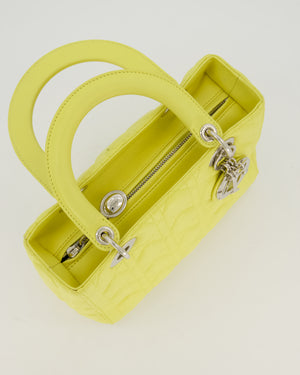 Christian Dior Medium Lady Dior Bag in Lime Lambskin Leather With Silver Hardware