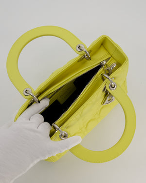 Christian Dior Medium Lady Dior Bag in Lime Lambskin Leather With Silver Hardware