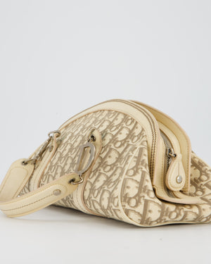 Christian Dior Vintage Trotter Detective Handbag in Beige Monogram Canvas with Silver Hardware
