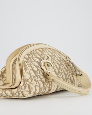 Christian Dior Vintage Trotter Detective Handbag in Beige Monogram Canvas with Silver Hardware