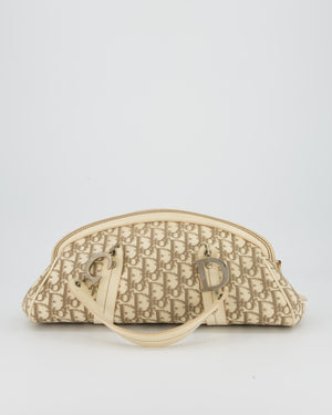 Christian Dior Vintage Trotter Detective Handbag in Beige Monogram Canvas with Silver Hardware