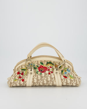 Christian Dior Vintage Trotter Detective Handbag in Beige Monogram Canvas with Silver Hardware