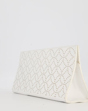 Alaïa Studded Clutch Bag in White Calfskin Leather