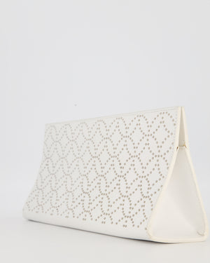 Alaïa Studded Clutch Bag in White Calfskin Leather