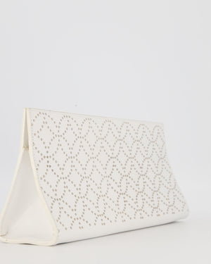 Alaïa Studded Clutch Bag in White Calfskin Leather