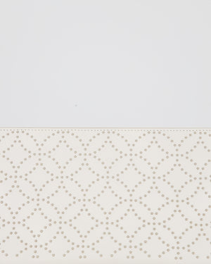 Alaïa Studded Clutch Bag in White Calfskin Leather