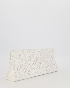 Alaïa Studded Clutch Bag in White Calfskin Leather