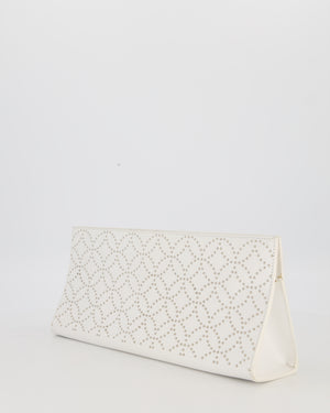 Alaïa Studded Clutch Bag in White Calfskin Leather